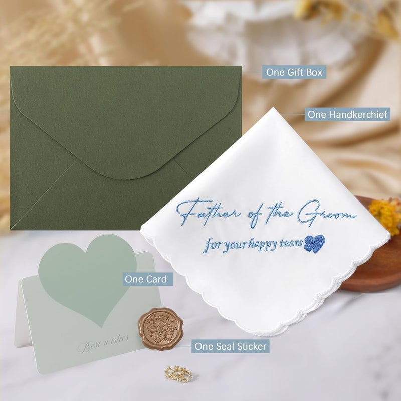 PACGOTH Store Mother of the Bride Handkerchiefs Happy Tear Wedding Handkerchiefs Something Blue Gifts On Wedding Day Keepsake Hankies - Image 5